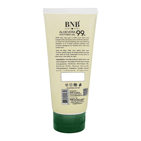 BNB Aloe Vera 99% Soothing Gel, Paraben and Sulfate Free, Dermatologist-Tested, 200ml