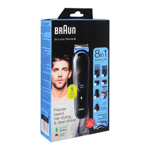 Braun 8 In 1 Wet & Dry Styling Kit For Beard, Body, Face, Ear, Nose, And Hair Trimming, 5 For Face, MGK-5265