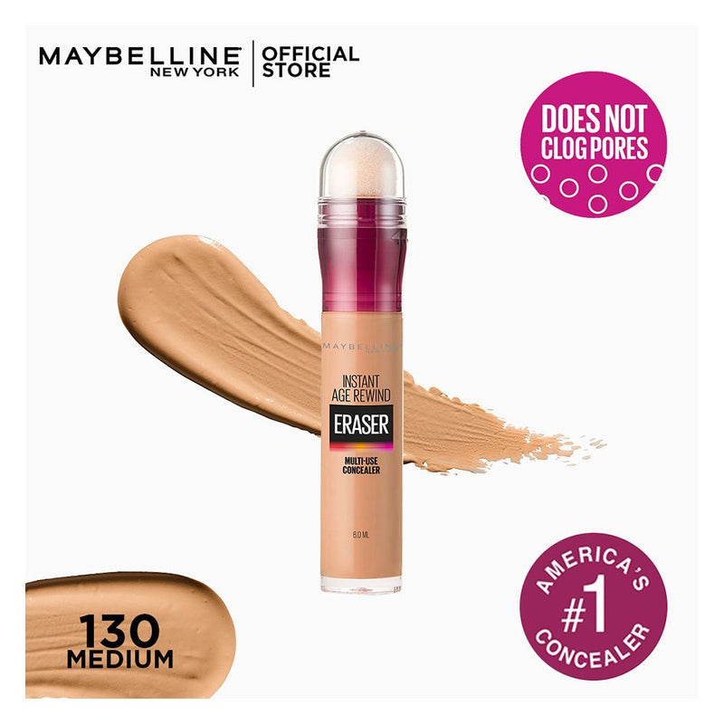 Maybelline New York Instant Age Rewind Eraser Dark Circles Concealer, 130 Medium