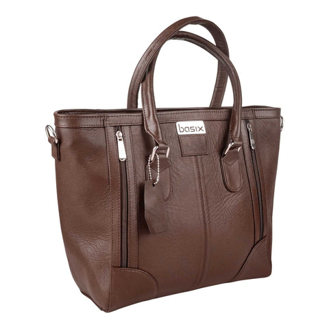 Basix Ladies Hand Bag, Brown