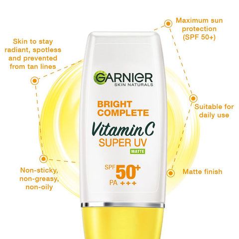 Garnier Bright Complete Vitamin C Super UV Matte Sunscreen SPF50+, 30ml